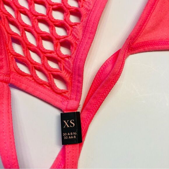 Victoria's Secret Crochet Fishnet Racerback Bralette Size XS Neon Coral NEW - Picture 7 of 9
